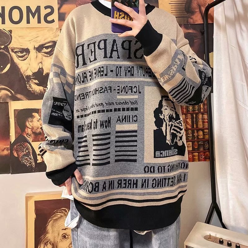 Vintage Newspaper Sweater