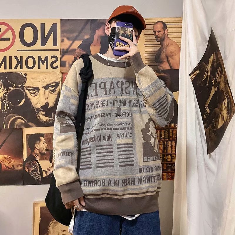 Vintage Newspaper Sweater