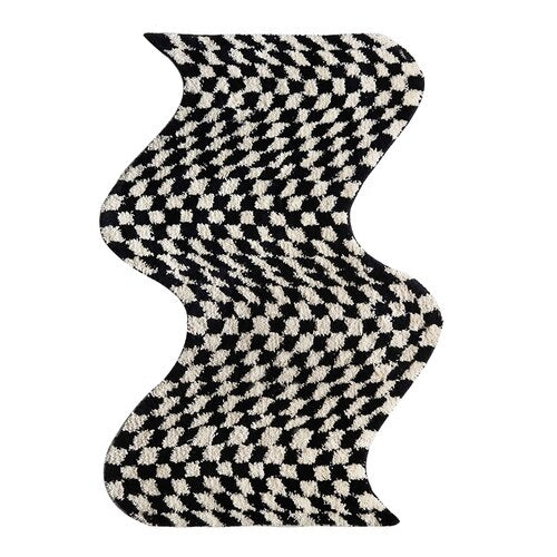 Wavy Checkerboard Tufting Rug