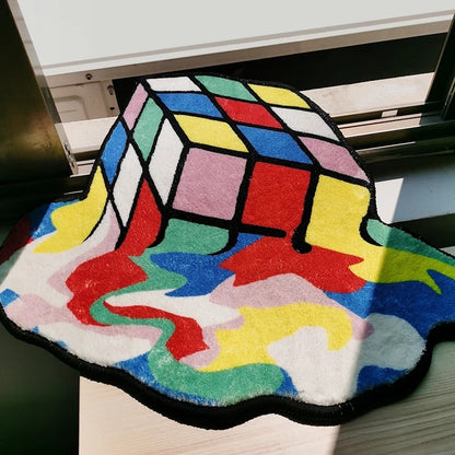 Melting Rubiks Tufting Rug